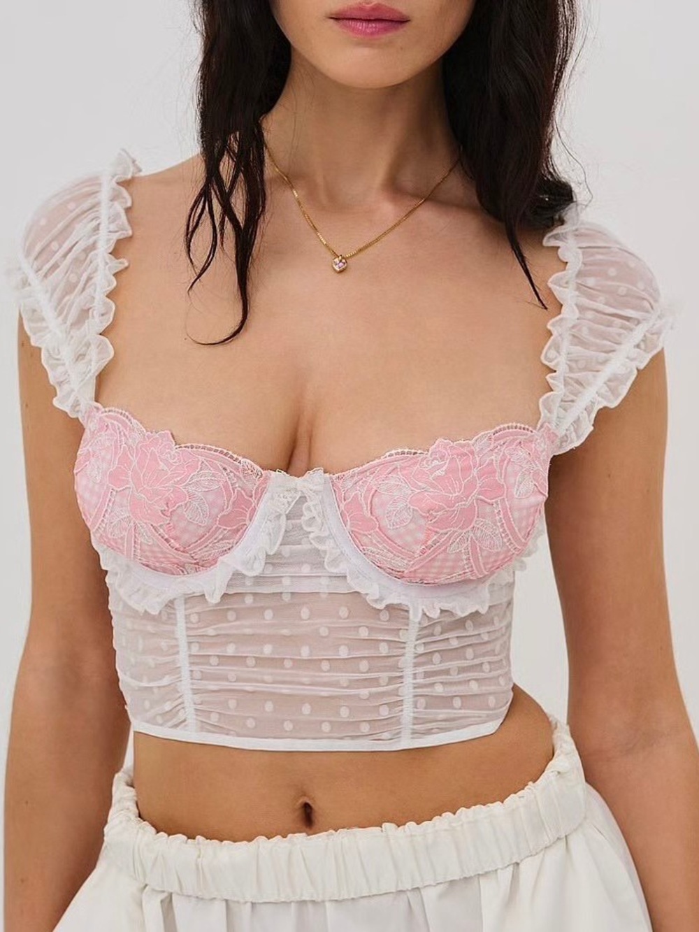 For Love & Lemons Tawny Bustier Corset Top NWOT Ruffle Floral Coquette Medium